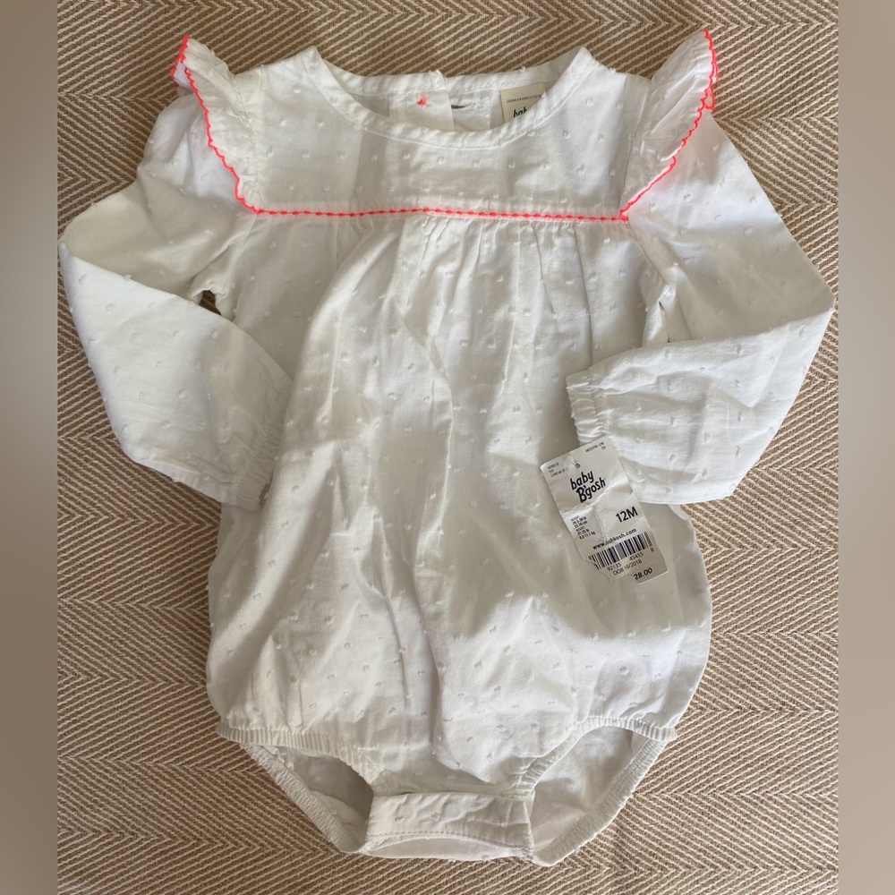 OshKosh B’Gosh Baby Girl Bodysuit White Swiss Dot 12m NWT